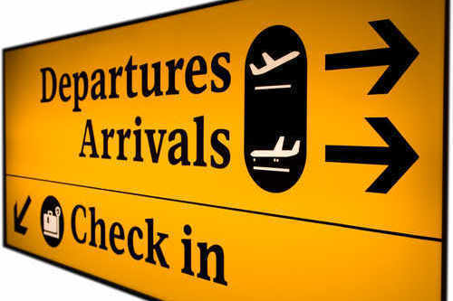 Departures Arrivals Sign